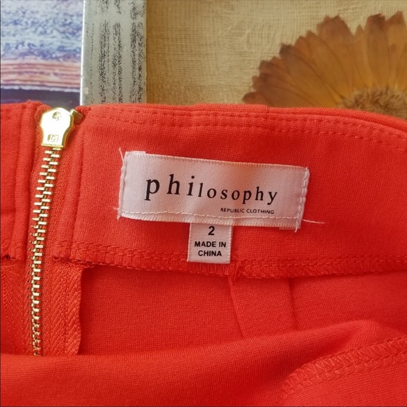 Philosophy Red Orange Solid Ponte Pencil Skirt - Picture 5 of 7